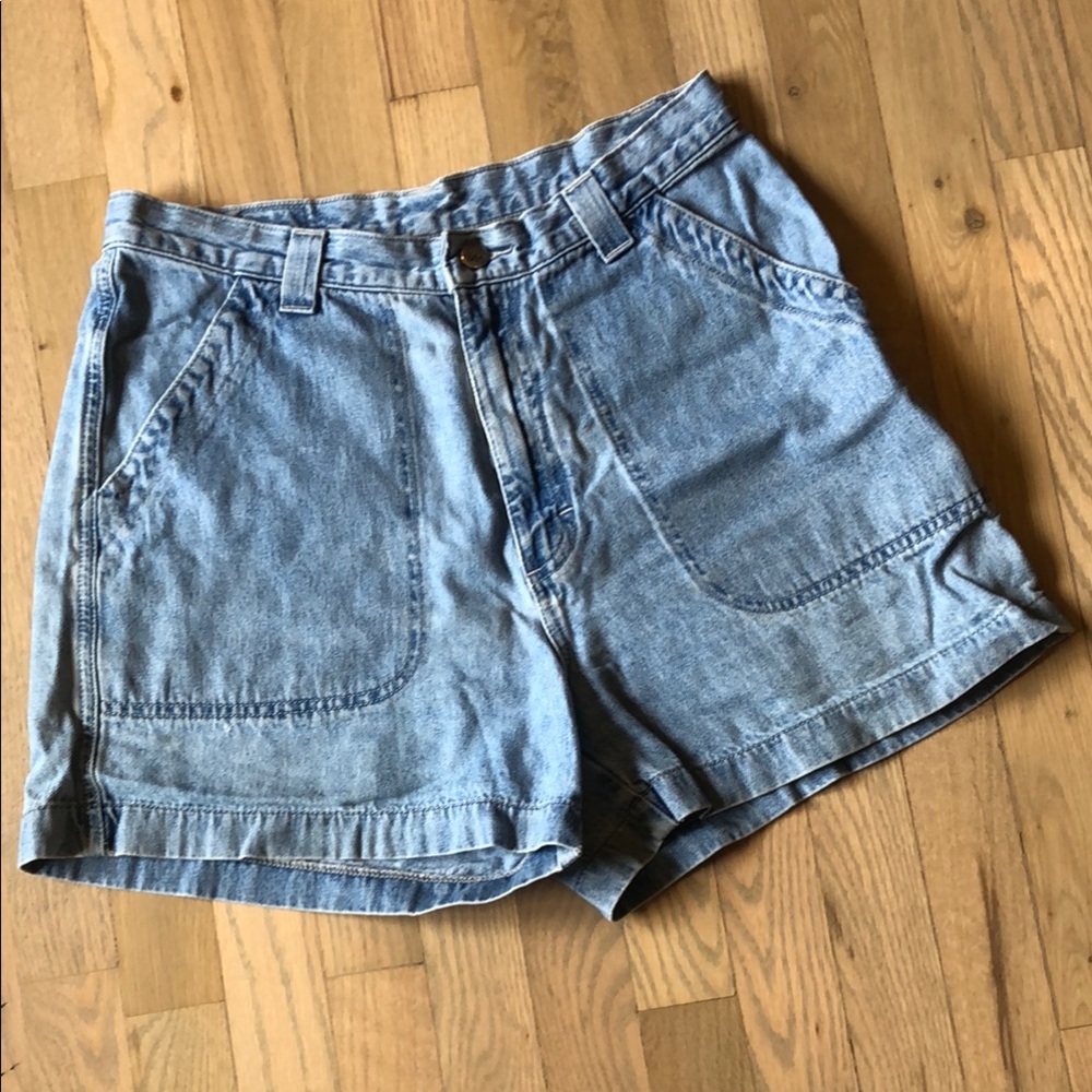 Blue Jean Shorts with Cuffed Hem and Relaxed Fit